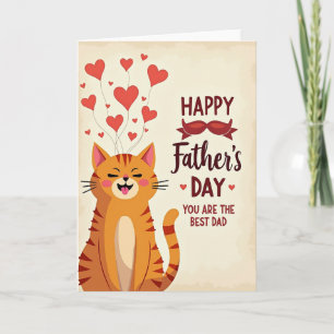 Best Dad Striped Cat Card