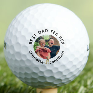 Best Dad Tee Rex personalized kids photo and names Golf Balls