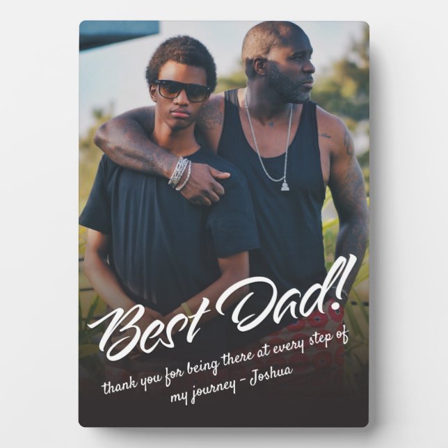 Best Dad Typography Custom Photo Plaque (Front)