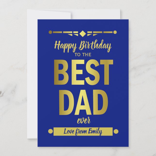 Best Dad Typography Gold Flat Card (Front)