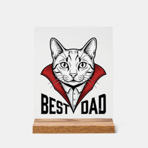 Best Dad Vampire Cat Vintage Engraving Design_1 Acrylic Sign