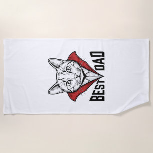 Best Dad Vampire Cat Vintage Engraving Design_1 Beach Towel