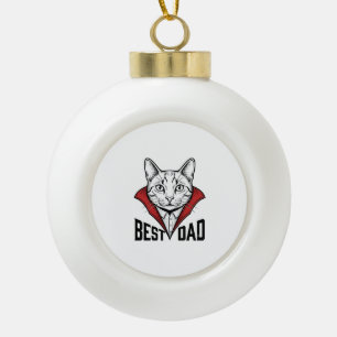Best Dad Vampire Cat Vintage Engraving Design_1 Ceramic Ball Christmas Ornament