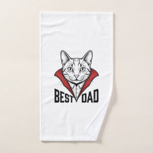 Best Dad Vampire Cat Vintage Engraving Design_1 Hand Towel