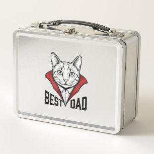 Best Dad Vampire Cat Vintage Engraving Design_1 Metal Lunch Box