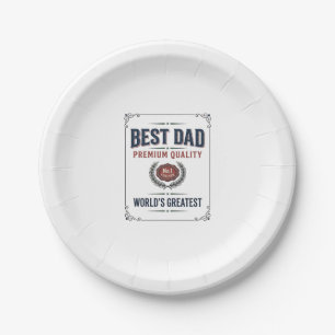 Best Dad Vintage Engraving T-Shirt Design_1 Paper Plate