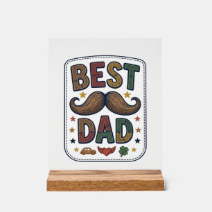 Best Dad Vintage Moustache Vector Father Design_1 Acrylic Sign