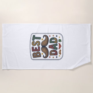 Best Dad Vintage Moustache Vector Father Design_1 Beach Towel