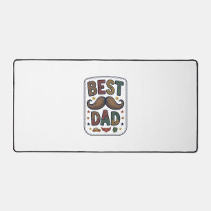Best Dad Vintage Moustache Vector Father Design_1 Desk Mat