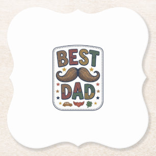 Best Dad Vintage Moustache Vector Father Design_1 Paper Coaster