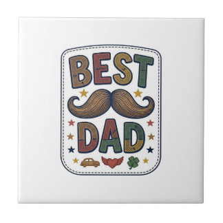 Best Dad Vintage Moustache Vector Father Design_1 Tile