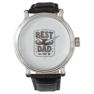 Best Dad Vintage Moustache Vector Father Design_1 Watch