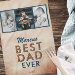 Best Dad Watercolor Father 3 Photo Collage Tea Towel<br><div class="desc">Best Dad Watercolor Father 3 Photo Collage kitchen towel. Blush orange watercolor background. Add 3 photos,  dad`s name and the year. You can change any text. A sweet keepsake gift for the best dad.</div>
