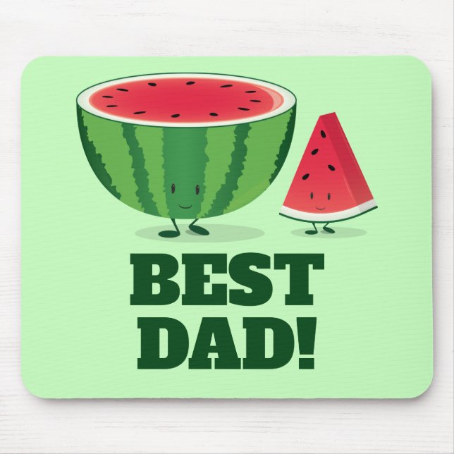 Best Dad Watermelon Fruit Melon Cartoon Characters Mouse Mat (Front)