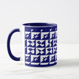 Best Dad Wild Text Pattern & Stars Blue & White Mug