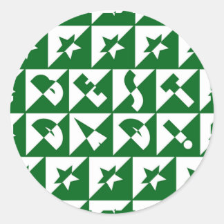 Best Dad Wild Text Pattern & Stars Green & White Classic Round Sticker