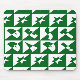 Best Dad Wild Text Pattern & Stars Green & White Mouse Mat