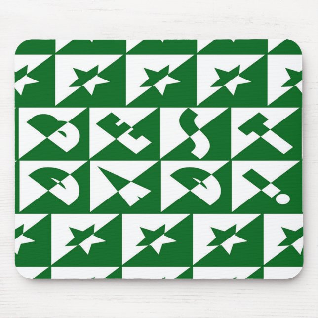 Best Dad Wild Text Pattern & Stars Green & White Mouse Mat (Front)