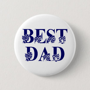 Best Dad with Flags Blue Text 6 Cm Round Badge