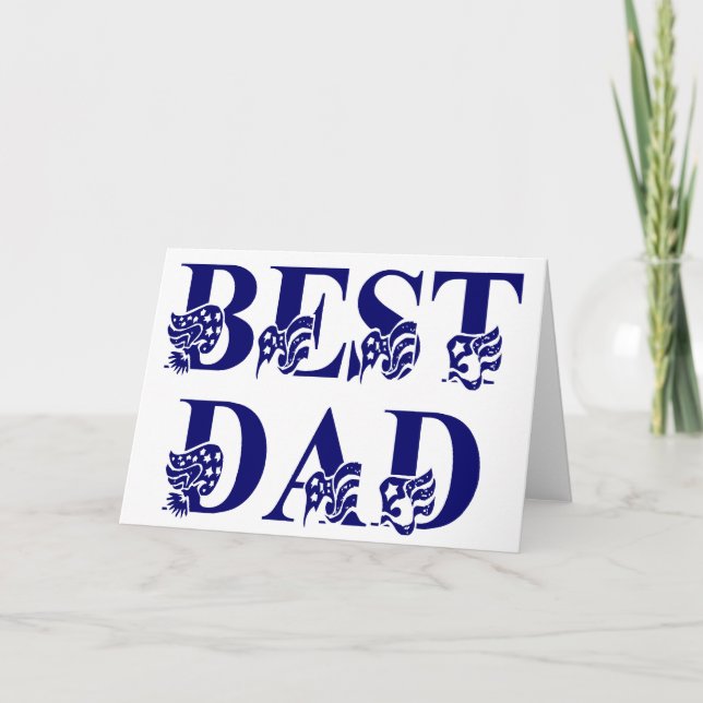 Best Dad with Flags Blue Text Card (Front)
