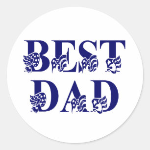 Best Dad with Flags Blue Text Classic Round Sticker