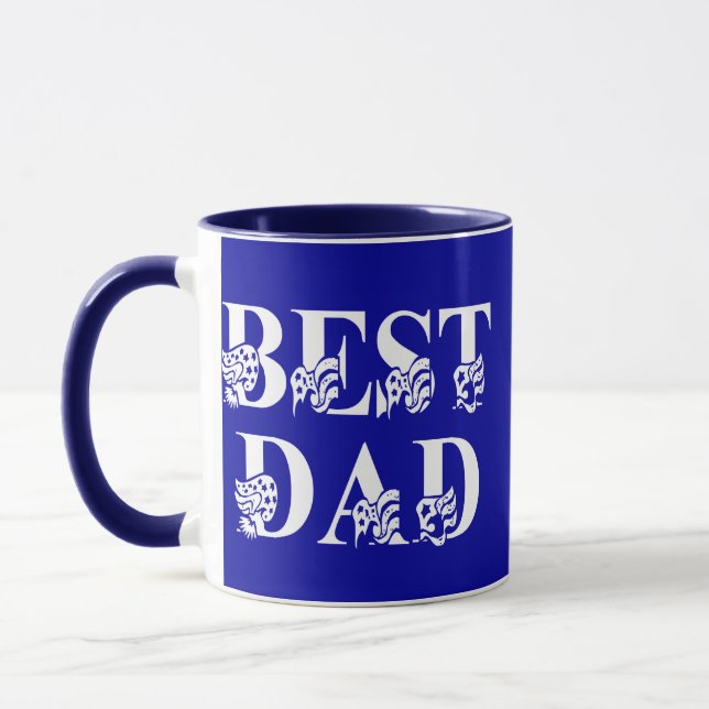 Best Dad with Flags White Text Mug (Left)