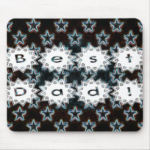 Best Dad with Neon Stars Mouse Mat