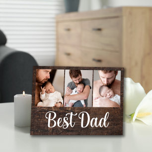 Best Dad Woodgrain Photo Plaque