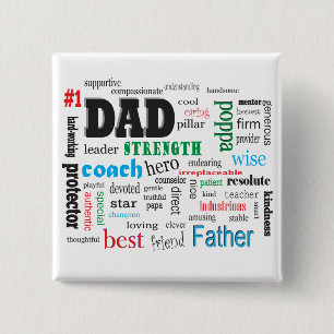 Best Dad Word Cloud 15 Cm Square Badge