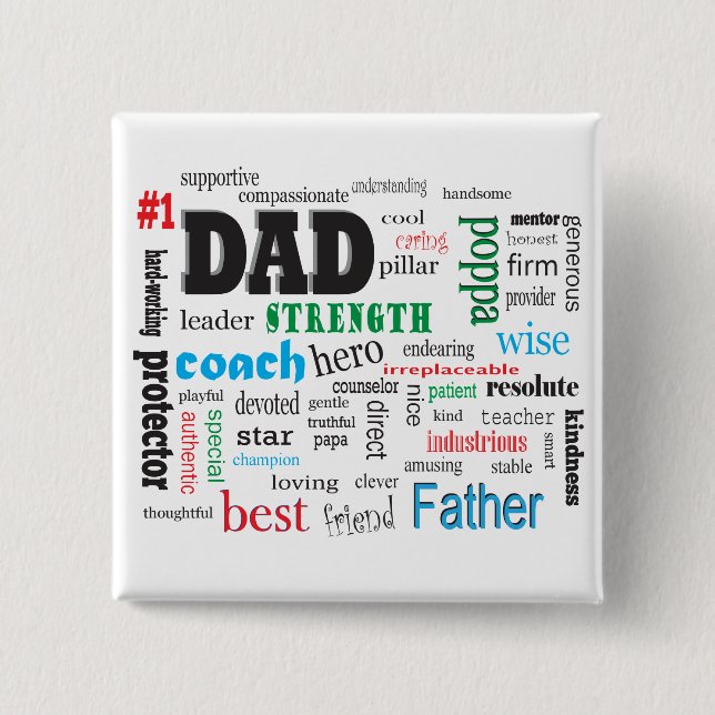 Best Dad Word Cloud 15 Cm Square Badge (Front)