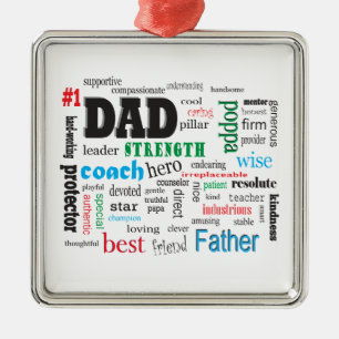 Best Dad Word Cloud Metal Tree Decoration