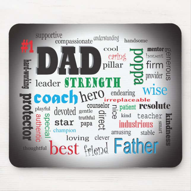 Best Dad Word Cloud Mouse Mat (Front)