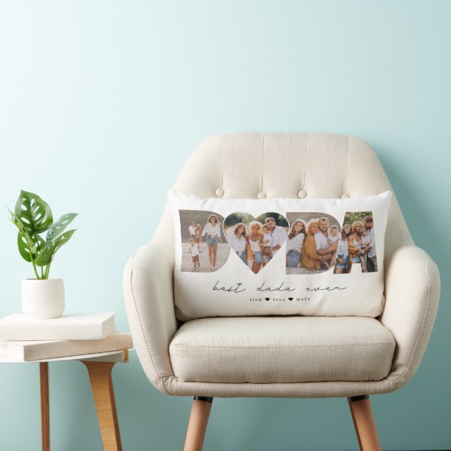 Best Dada Ever 4 Photo Collage First Father's Day Lumbar Cushion (Chair)