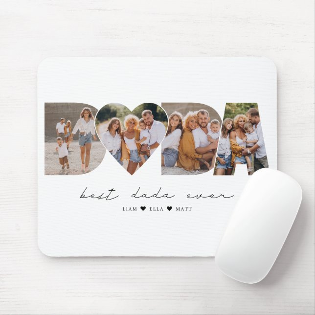 Best Dada Ever 4 Photo Collage First Father's Day Mouse Mat (With Mouse)
