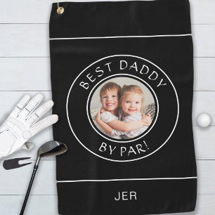 Best Daddy By Par Golfer Photo Cute Black White Golf Towel