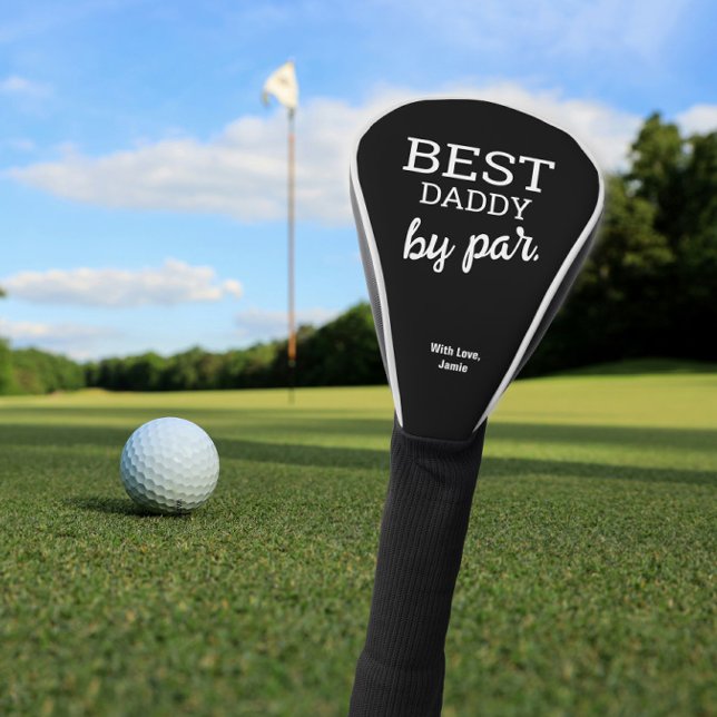 Best DADDY by par Modern Typography Custom Name Golf Head Cover (Best Daddy by par personalized from kids golf head cover for dad.)