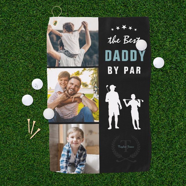 Best Daddy By Par | Monogram Photo Collage Golf Towel (Creator Uploaded)