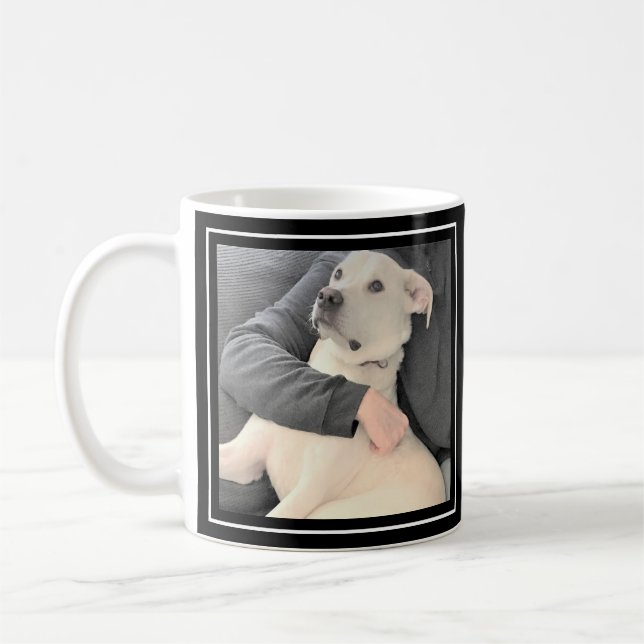 Best Daddy Cute Puppy Dog Being Hugged Photo Black Coffee Mug (Left)