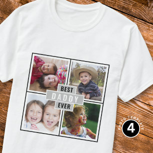 Best Daddy Ever 4 Photo Collage Personalised Dad T-Shirt