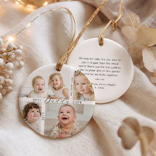Best Daddy Ever 4 Photo Family Christmas Ceramic Tree Decoration