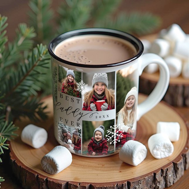 Best Daddy Ever 8 Photo Collage Snowflake Holiday Two-Tone Coffee Mug (Best Daddy Ever 8 Photo Collage Snowflake Holiday Two-Tone Coffee Mug)