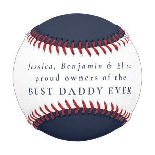 Best Daddy Ever Custom Kids Names Navy White Baseball