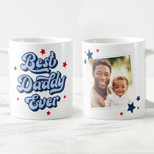 Best daddy ever dad father's day photo blue red coffee mug
