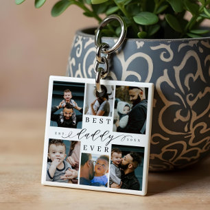 Best Daddy Ever   Father's Day 6 Photo Collage Key Ring