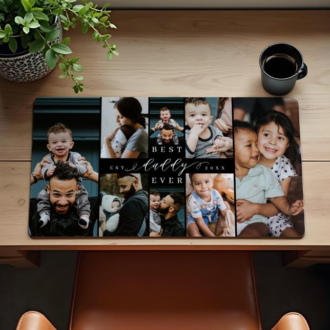 Best Daddy Ever Father's Day 8 Photo Collage Desk Mat (Best Daddy Ever | Father's Day 8 Photo Collage Desk Mat)