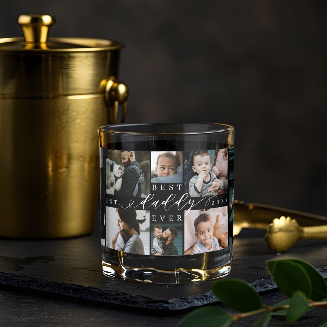 Best Daddy Ever | Father's Day 8 Photo Collage Whiskey Glass (Best Daddy Ever | Father's Day 8 Photo Collage Whiskey Glass)
