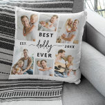 Best Daddy Ever - Father's Day Photo Collage Cushion<br><div class="desc">Celebrate your dad with the "Best Daddy Ever" Father's Day Photo Collage Throw Pillow, a perfect blend of comfort and sentimentality. This personalised throw pillow features a beautifully arranged photo collage, allowing you to showcase cherished moments and special memories with your dad. The collage is elegantly designed around the heartfelt...</div>