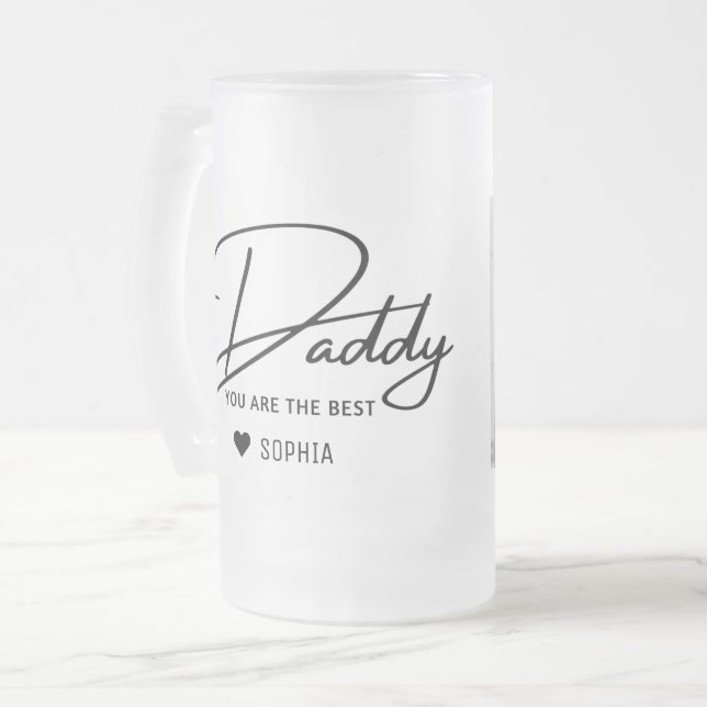 Best Daddy Ever Father's Day Photo Personalised Frosted Glass Beer Mug (Front Left)
