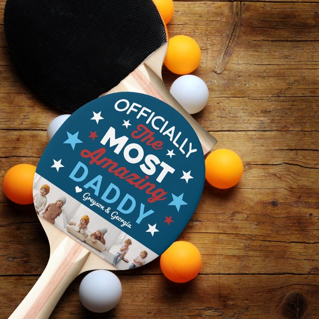 Best Daddy Ever | Hand Lettered Photo Collage Ping Pong Paddle (Creator Uploaded)