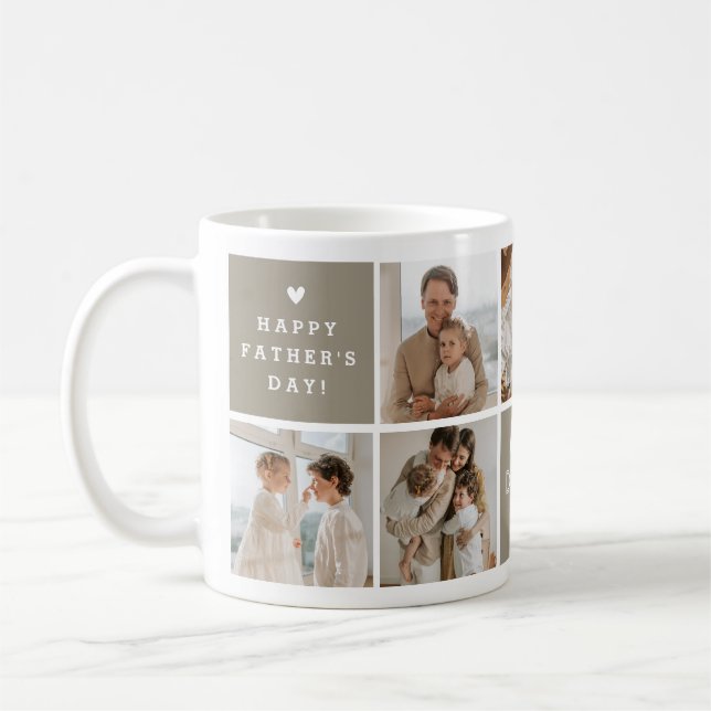 'Best Daddy Ever' Message Custom 7 Photo Collage Coffee Mug (Left)